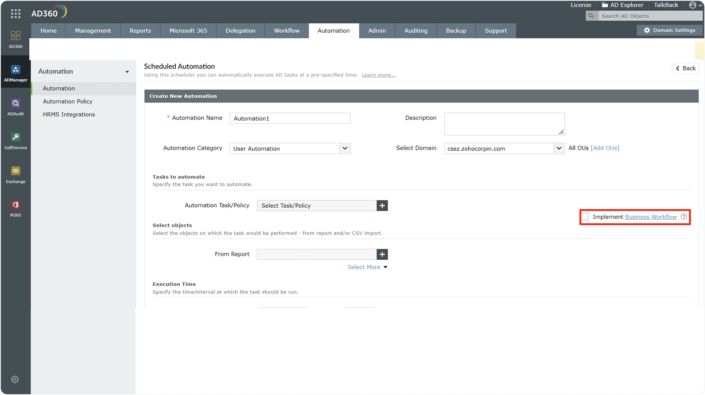 Implement business workflows in automations