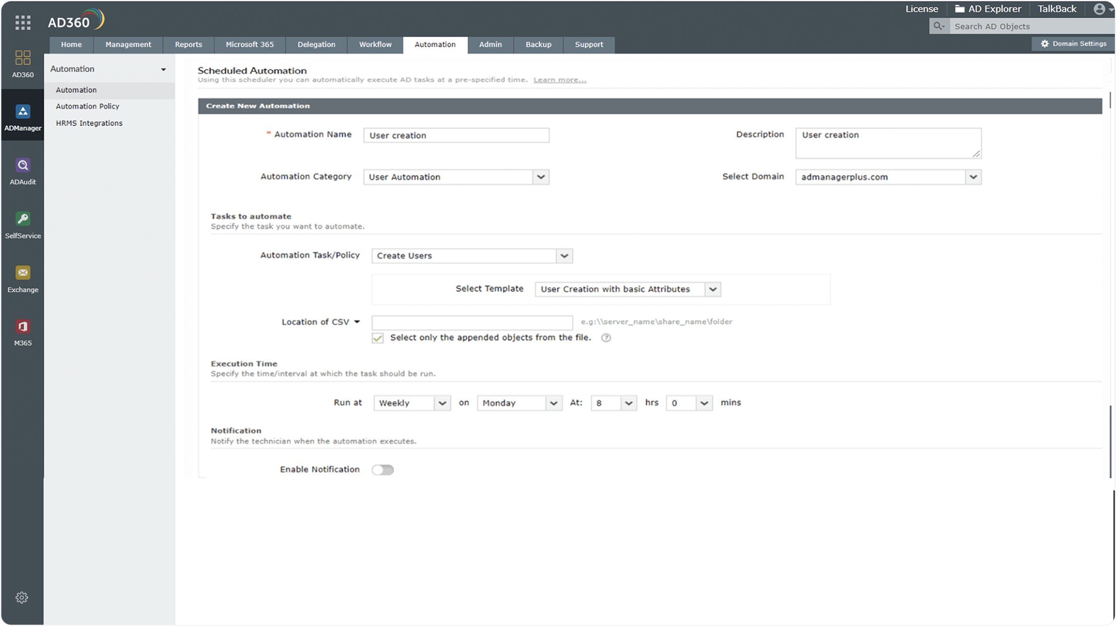 Automated user creation