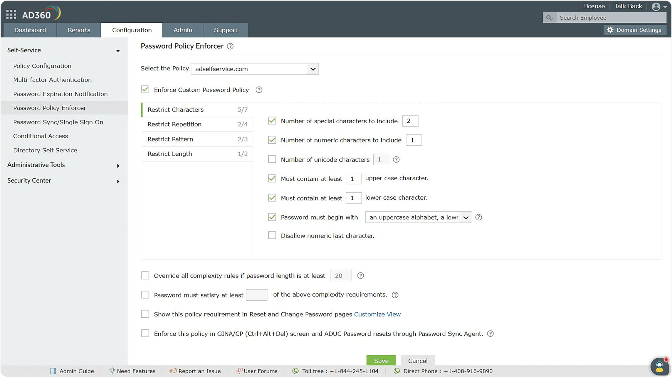 Password policy enforcement