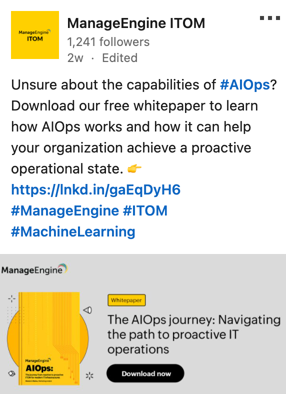 ManageEngine ITOM - LinkedIn