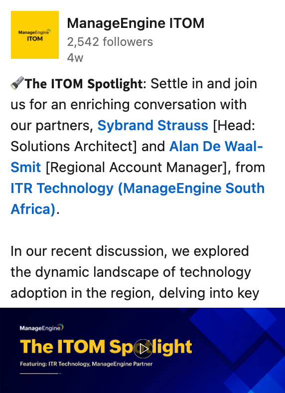 ManageEngine ITOM - LinkedIn