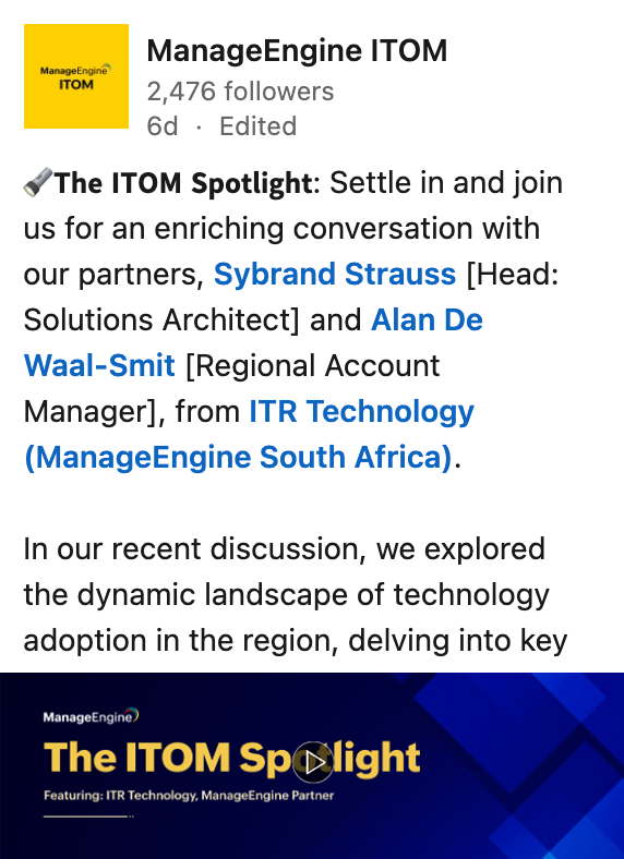 ManageEngine ITOM - LinkedIn