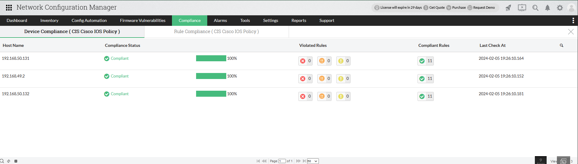 3Com device Compliance - ManageEngine Network Configuration Manager