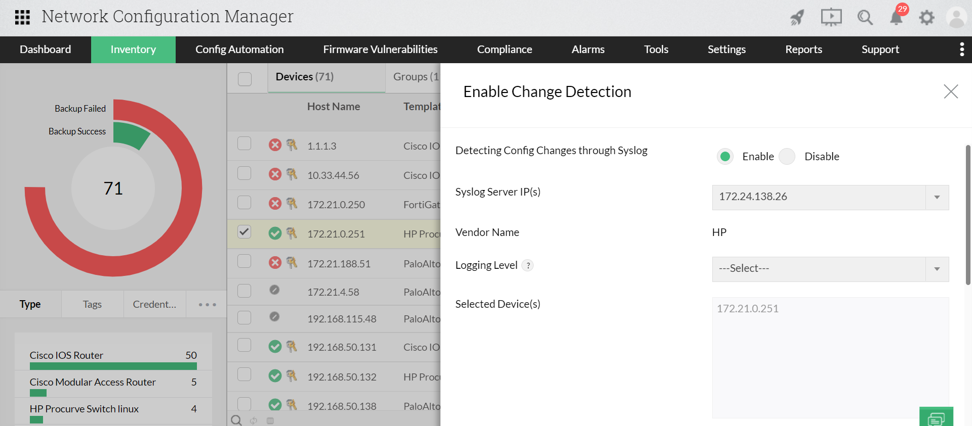 Backup Brocade Switch Configuration - ManageEngine Network Configuration Manager