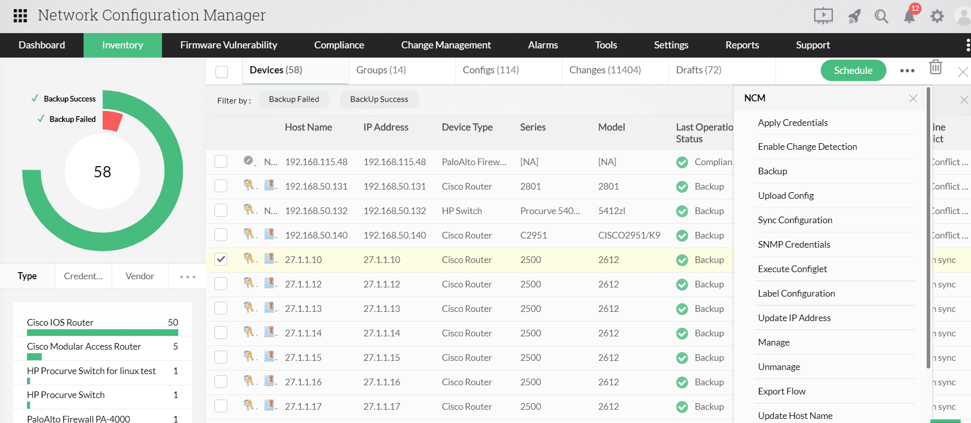Brocade Switch Management Configuration - ManageEngine Network Configuration Manager