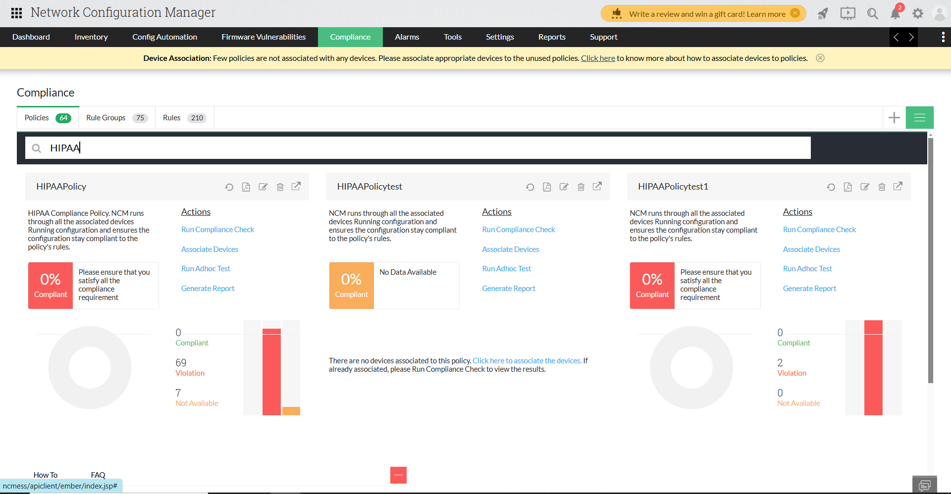 HIPAA Compliance - ManageEngine Network Configuration Manager