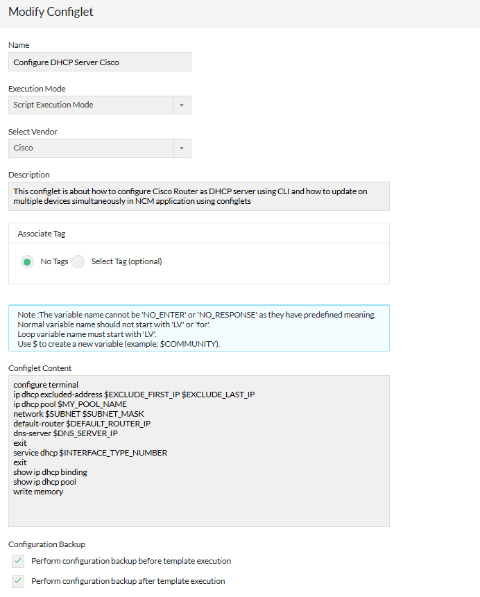 Configure DHCP server on Cisco router
