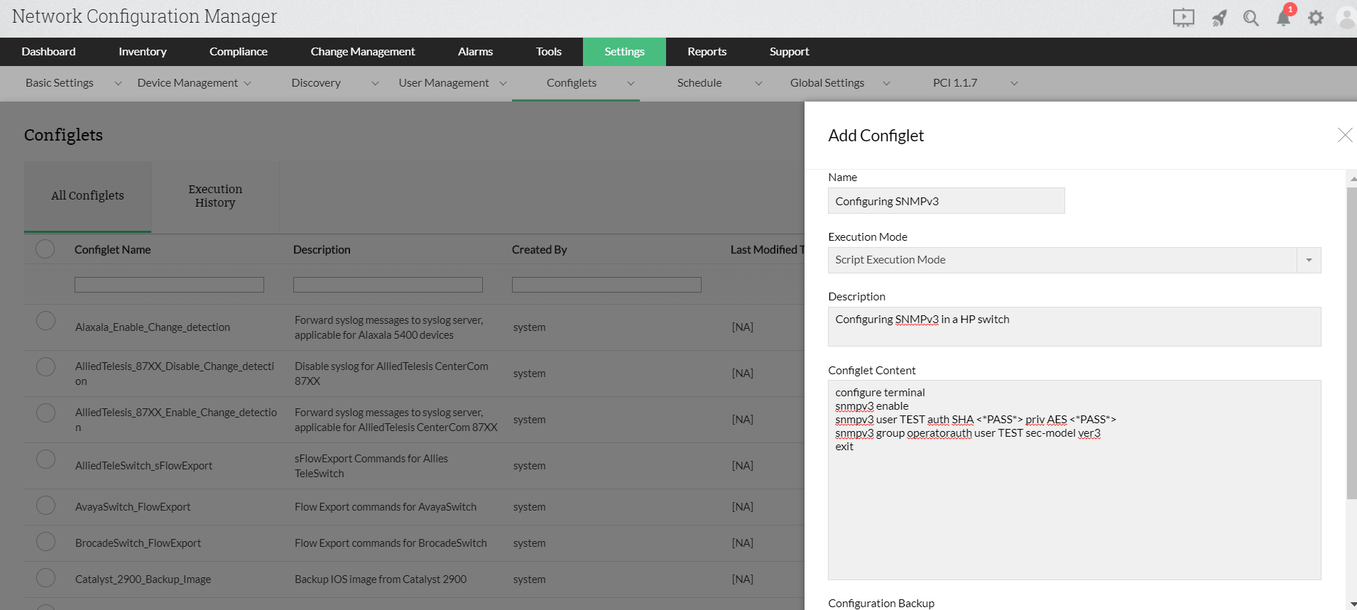 Configuring SNMP v3 - ManageEngine Network Configuration Manager