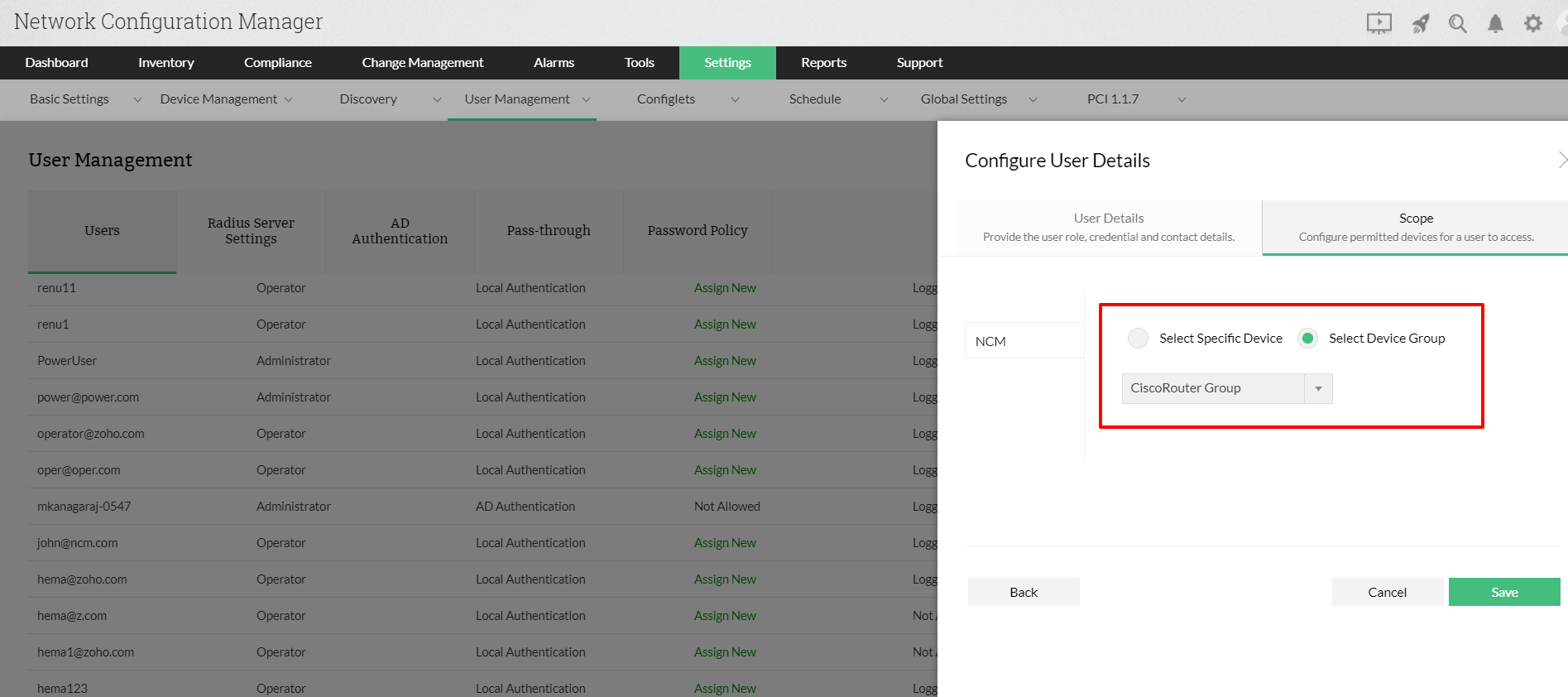 RBAC Tools - ManageEngine Network Configuration Manager