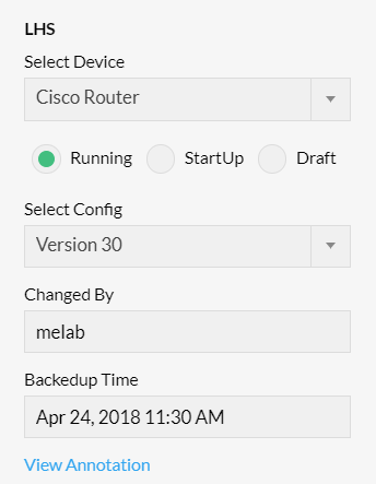 Compare Configuration - ManageEngine Network Configuration Manager