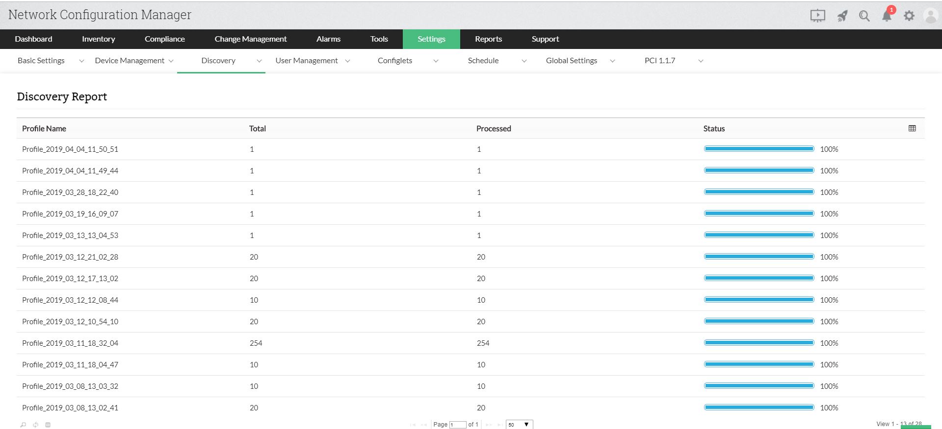 Network Device Discovery Report - ManageEngine Network Configuration Manager