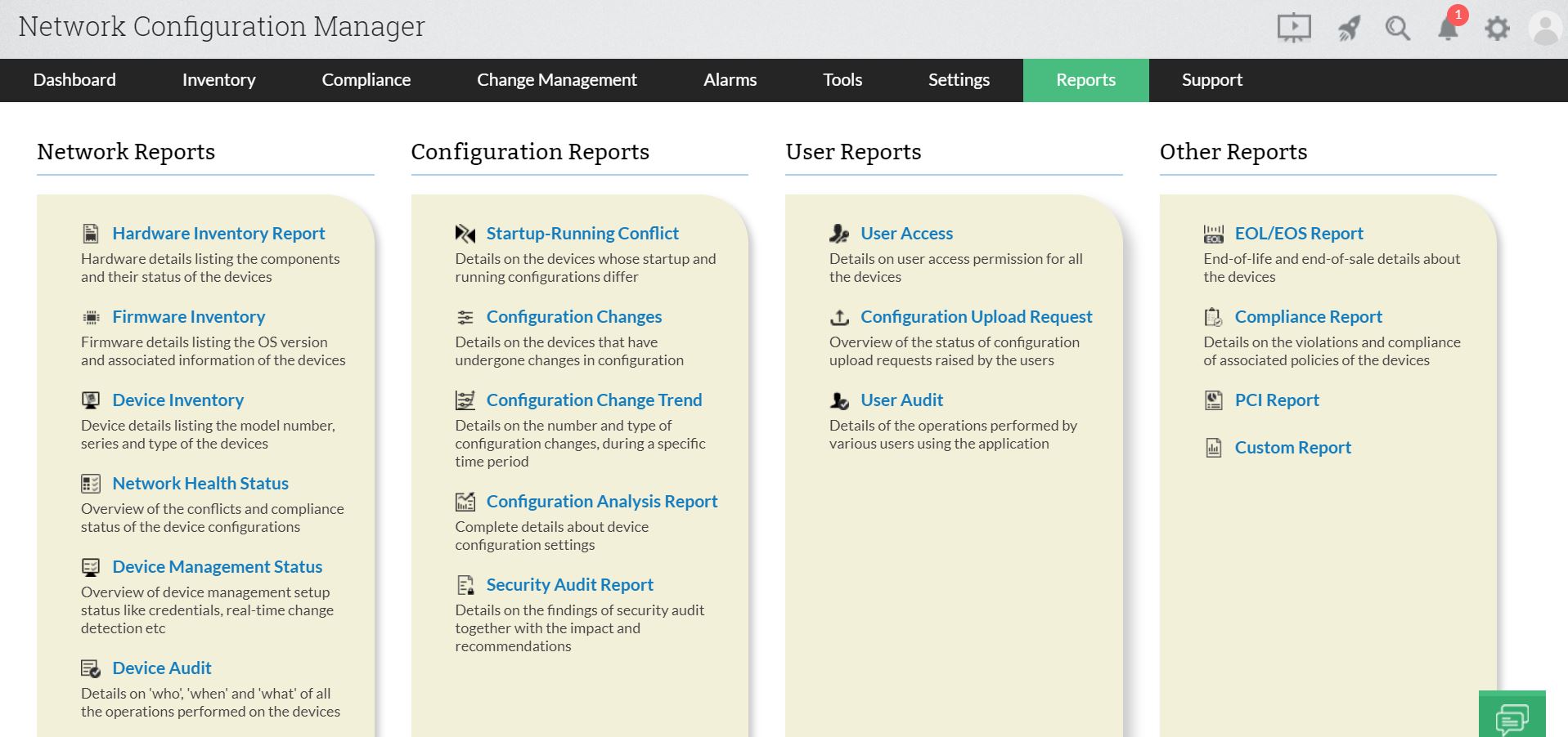 Network Configuration Analysis - ManageEngine Network Configuration Manager