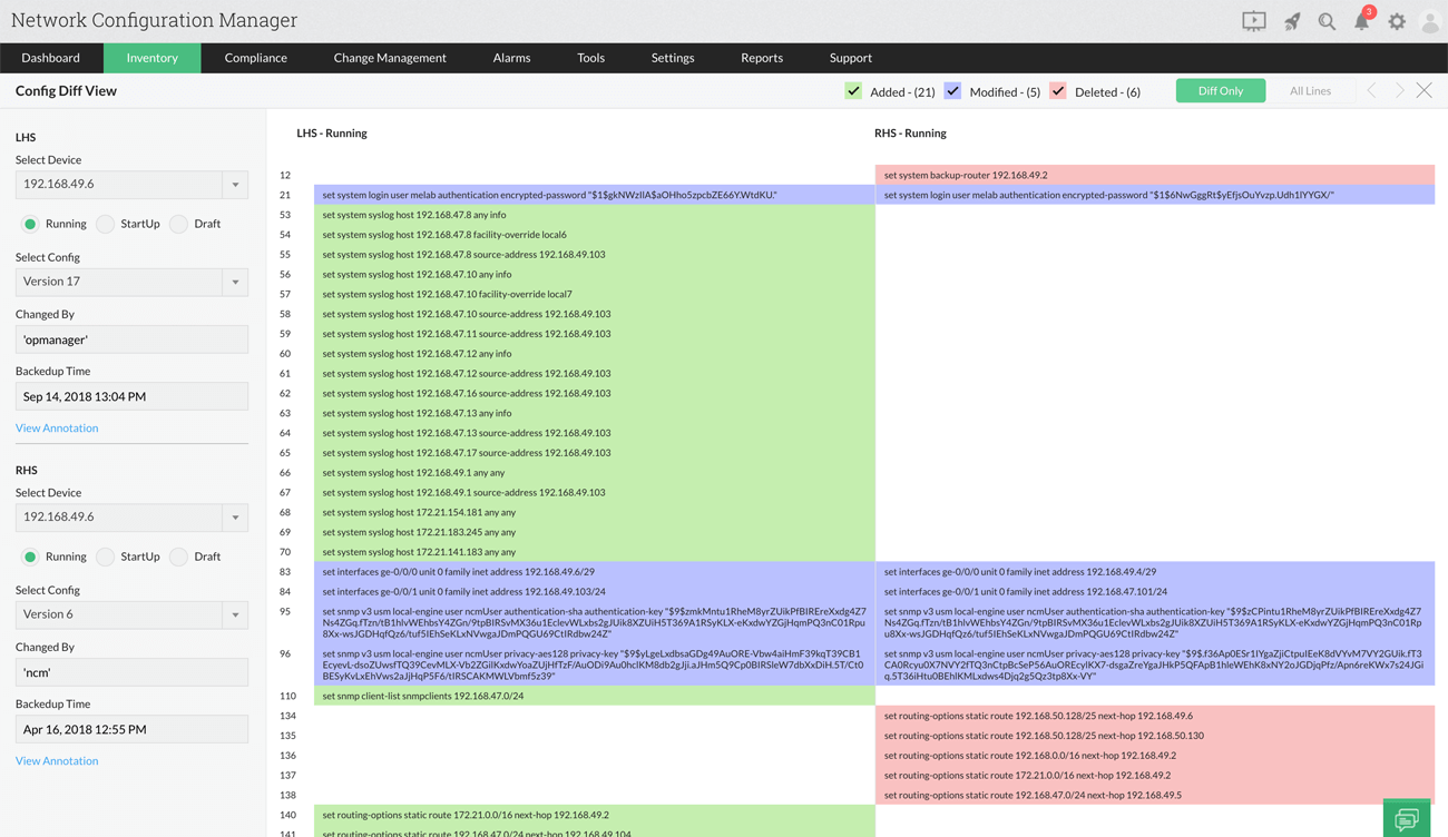 NCM Real Time Change Detection - ManageEngine Network Configuration Manager