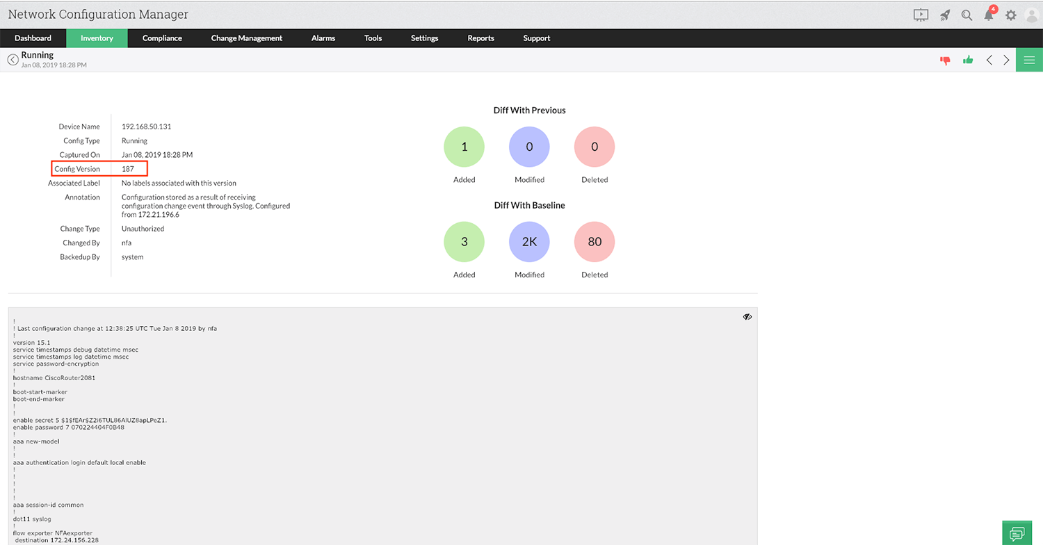 Restore Device Configuration - ManageEngine Network Configuration Manager