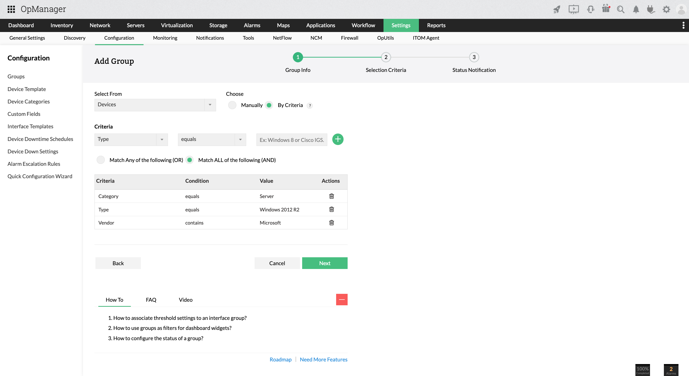 Groupingby criteria- ManageEngine OpManager