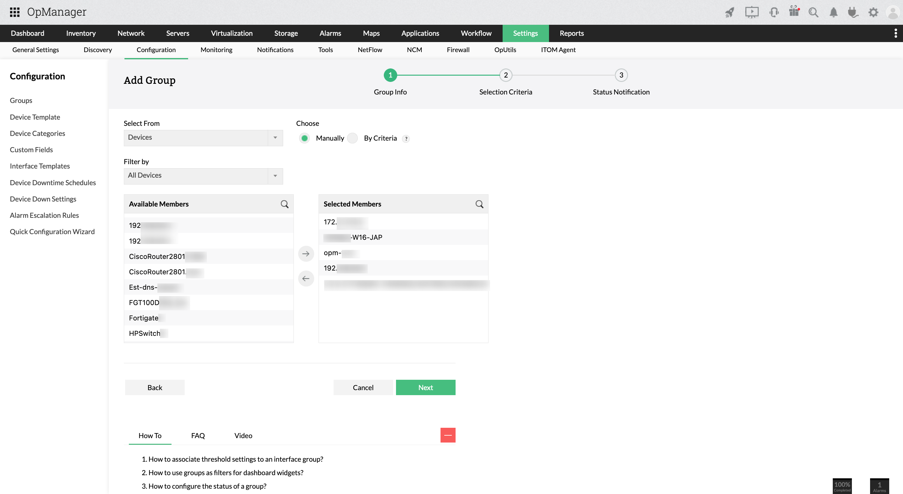 Manual grouping- ManageEngine OpManager