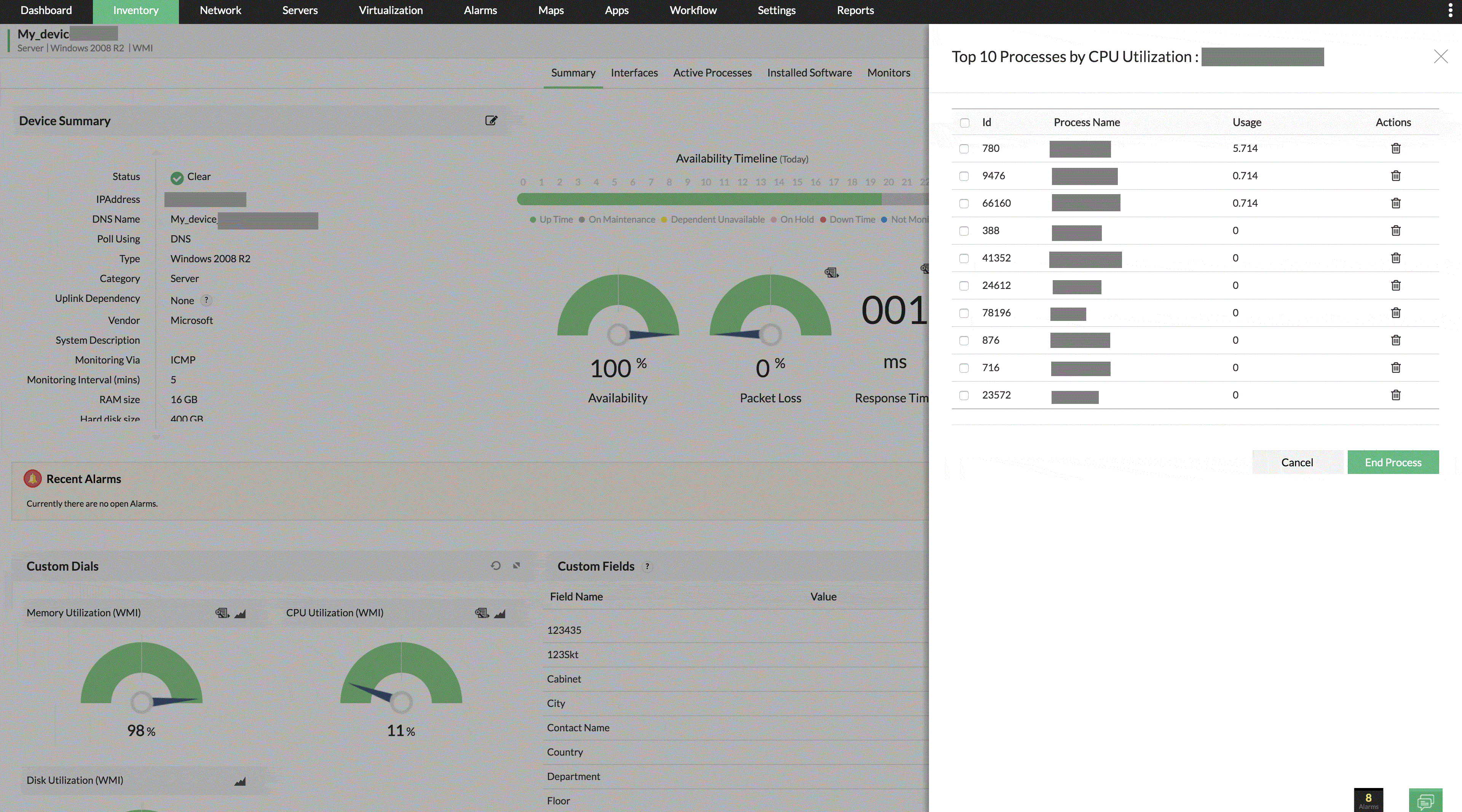 Remote Process Monitoring - ManageEngine OpManager