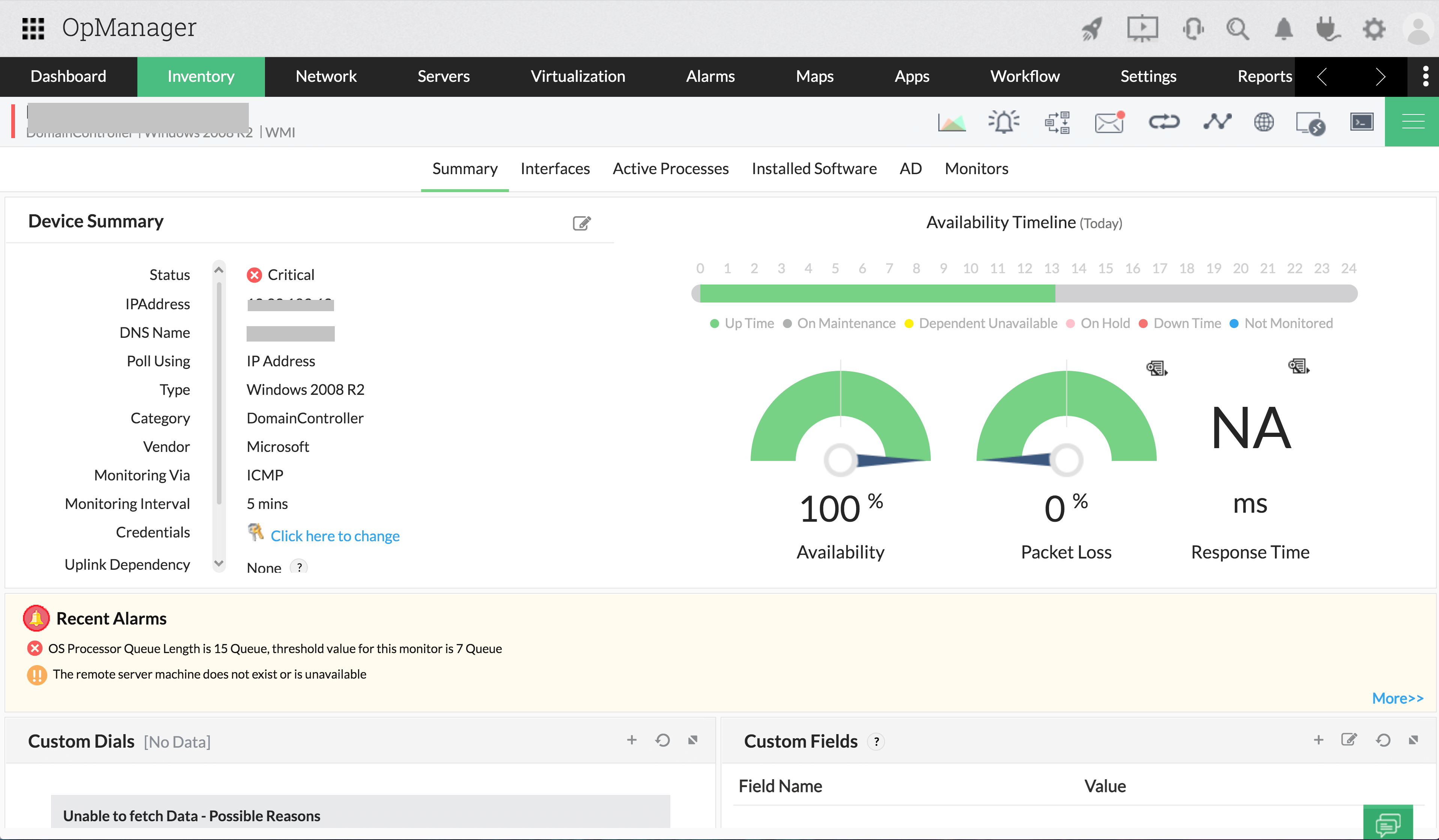 Windows Active Directory monitoring-ManageEngine OpManager