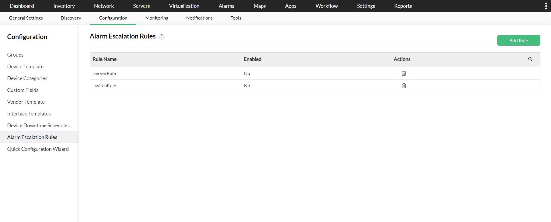 Alarm escalation rules- ManageEngine OpManager