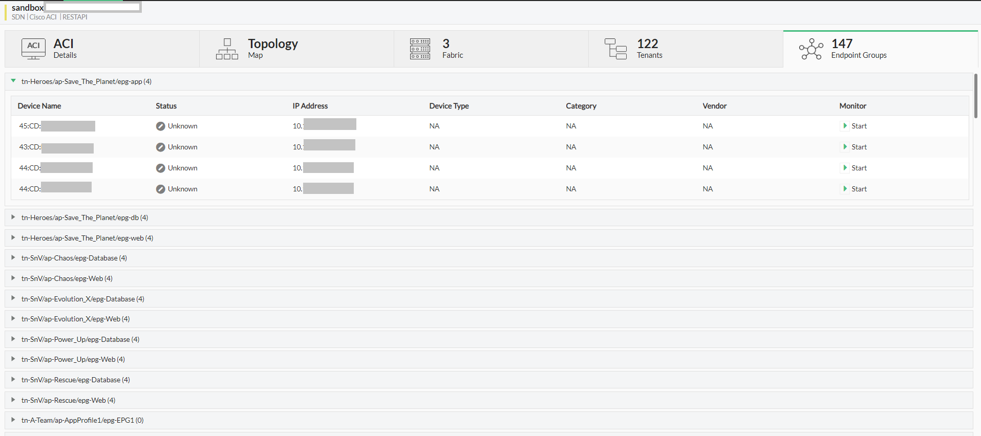 Cisco ACI endpoints- ManageEngine OpManager