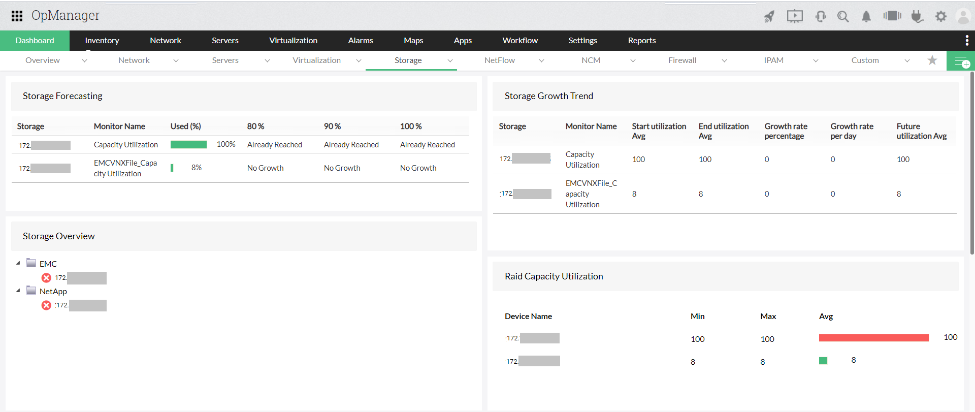 Citrix storage monitoring - ManageEngine OpManager