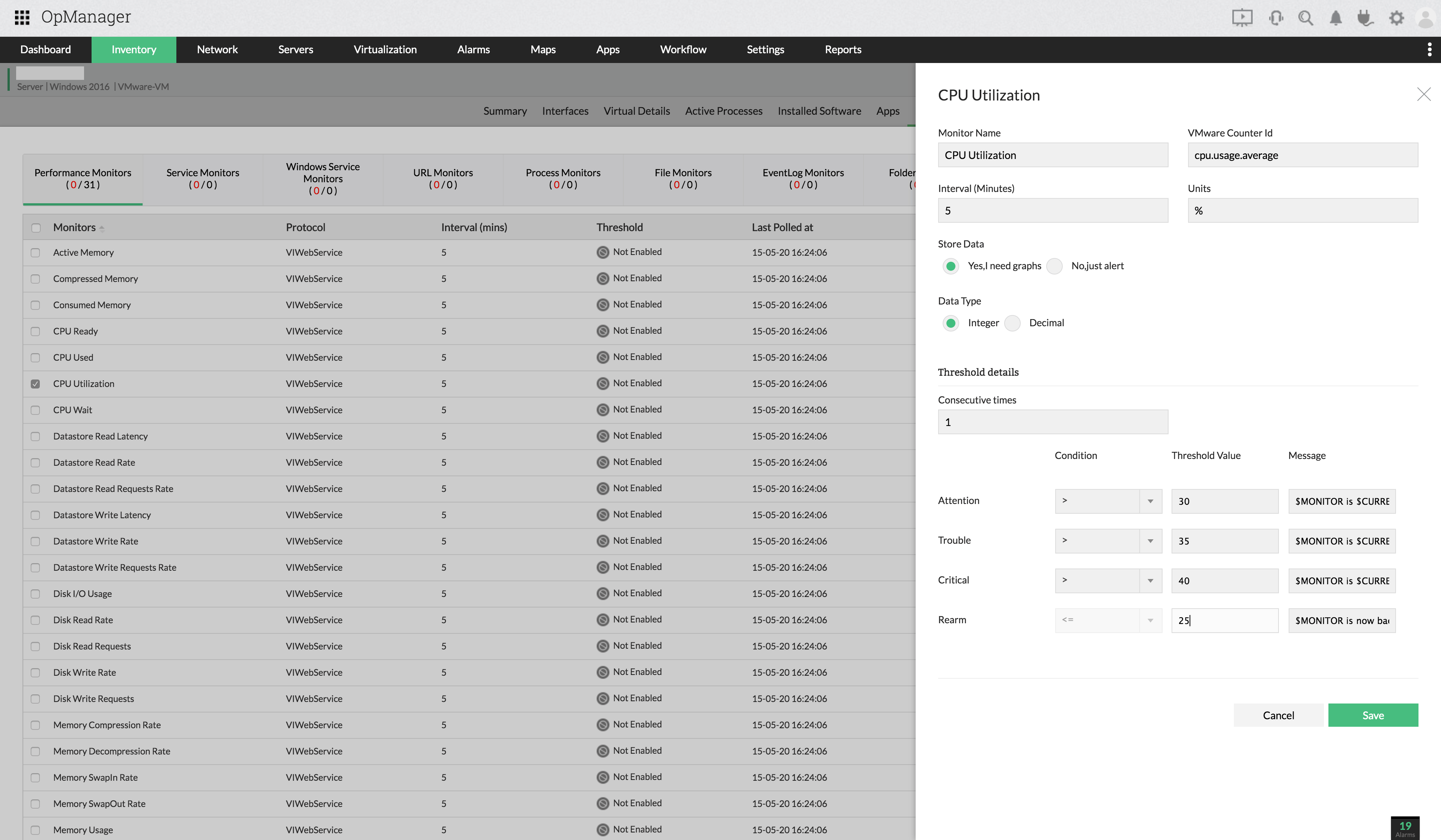 Real-time Datacenter monitoring - ManageEngine OpManager