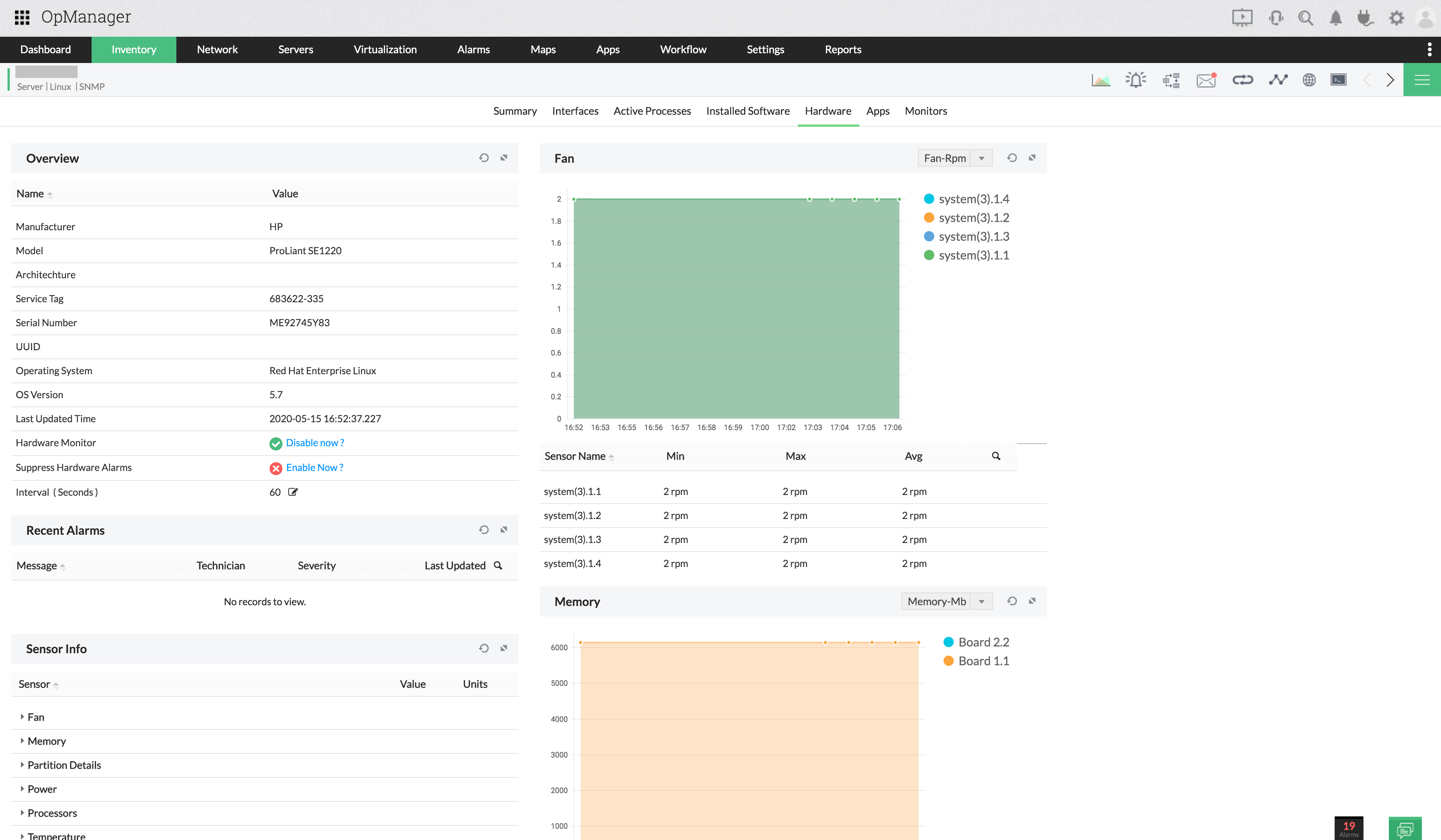 Datacenter hardware monitoring - ManageEngine OpManager