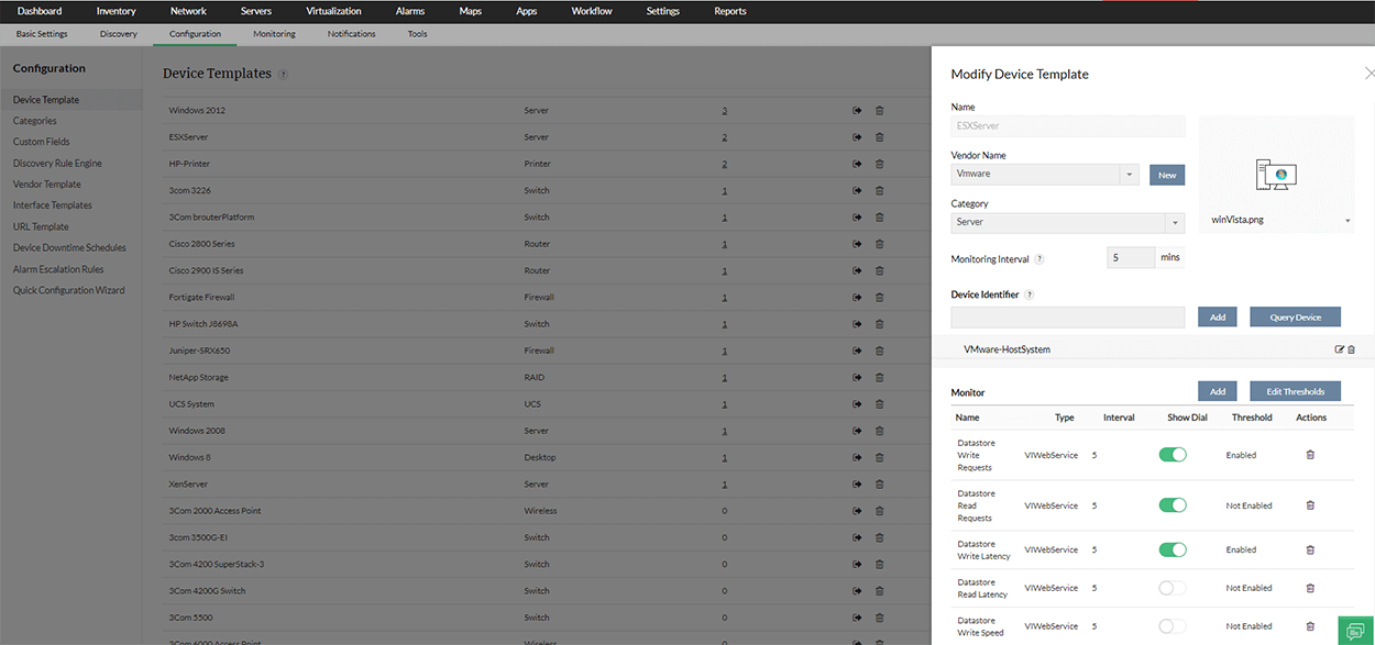 Device templates- ManageEngine OpManager