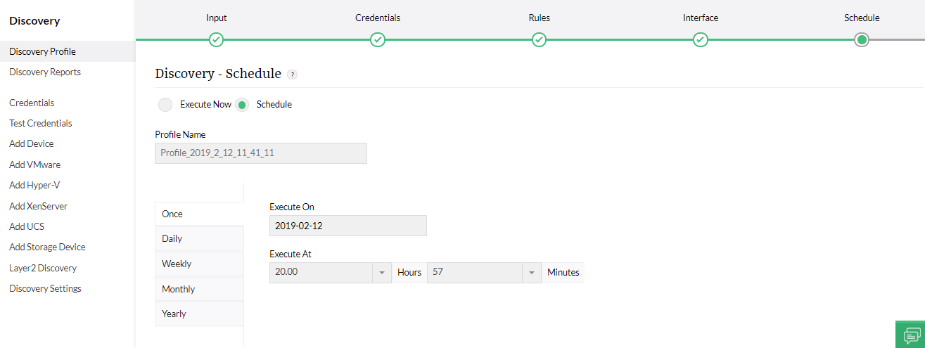 Discovery schedule - ManageEngine OpManager