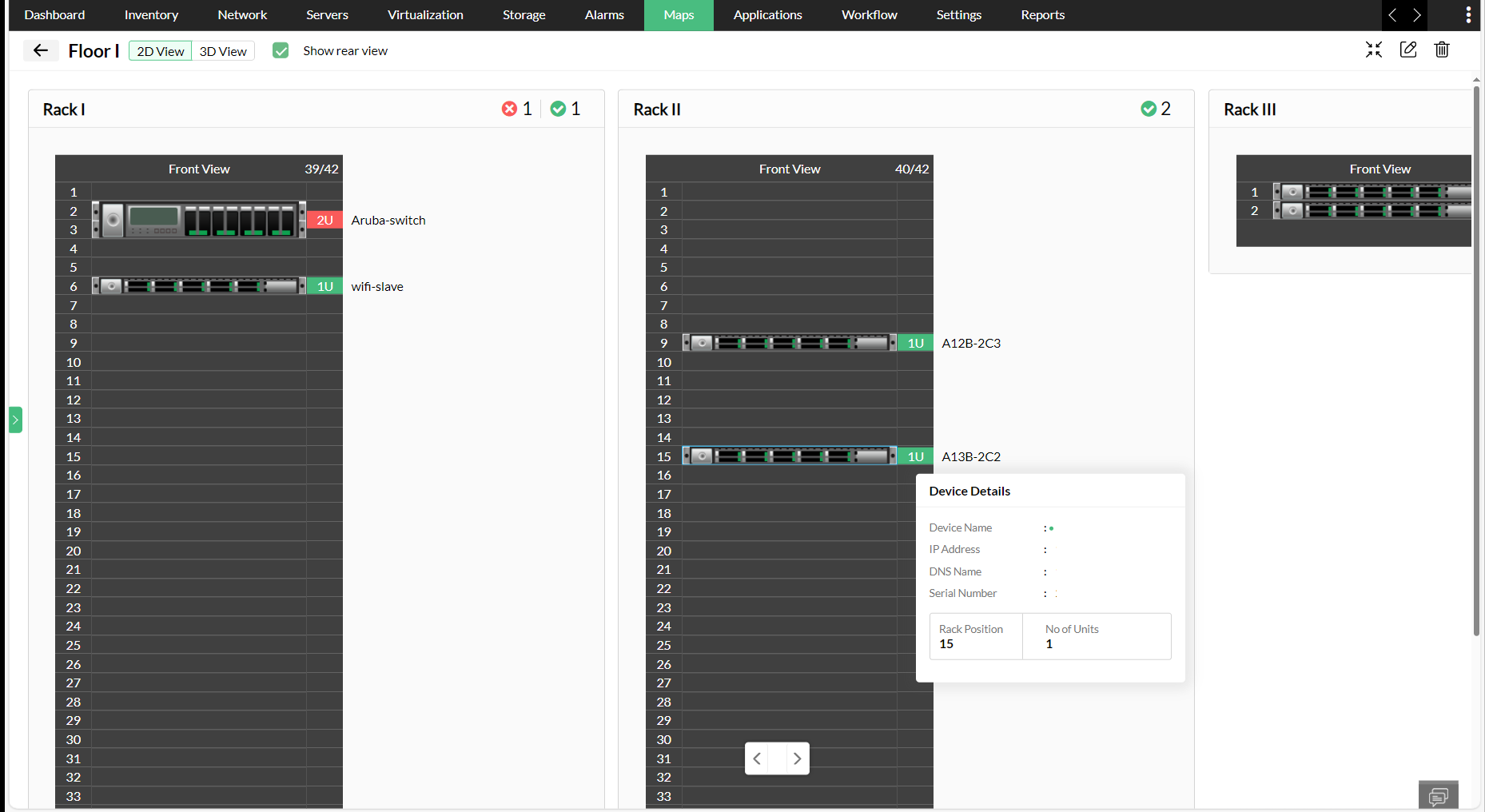 Data center visual modeling in OpManager