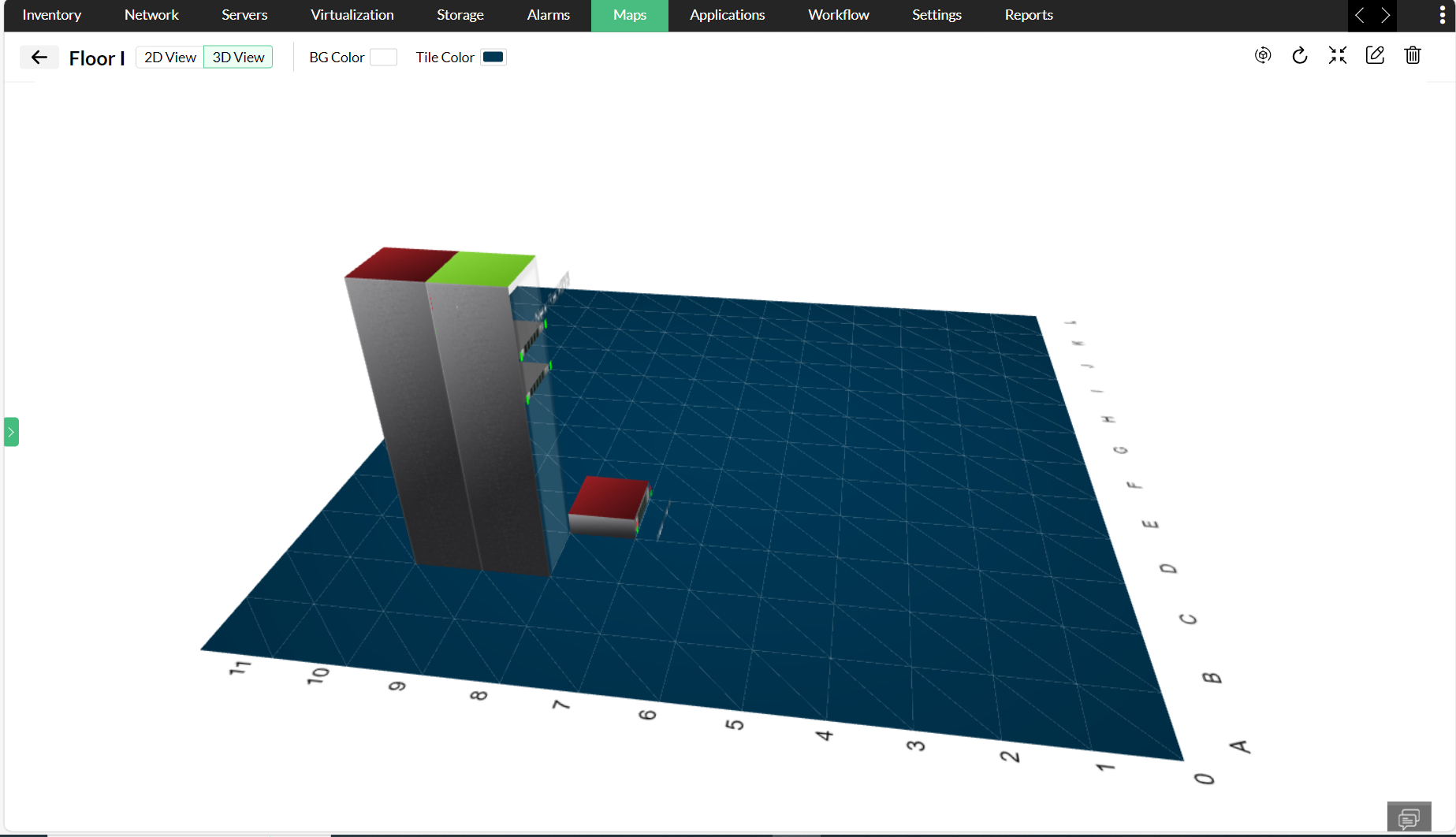 Data center visual modeling in OpManager