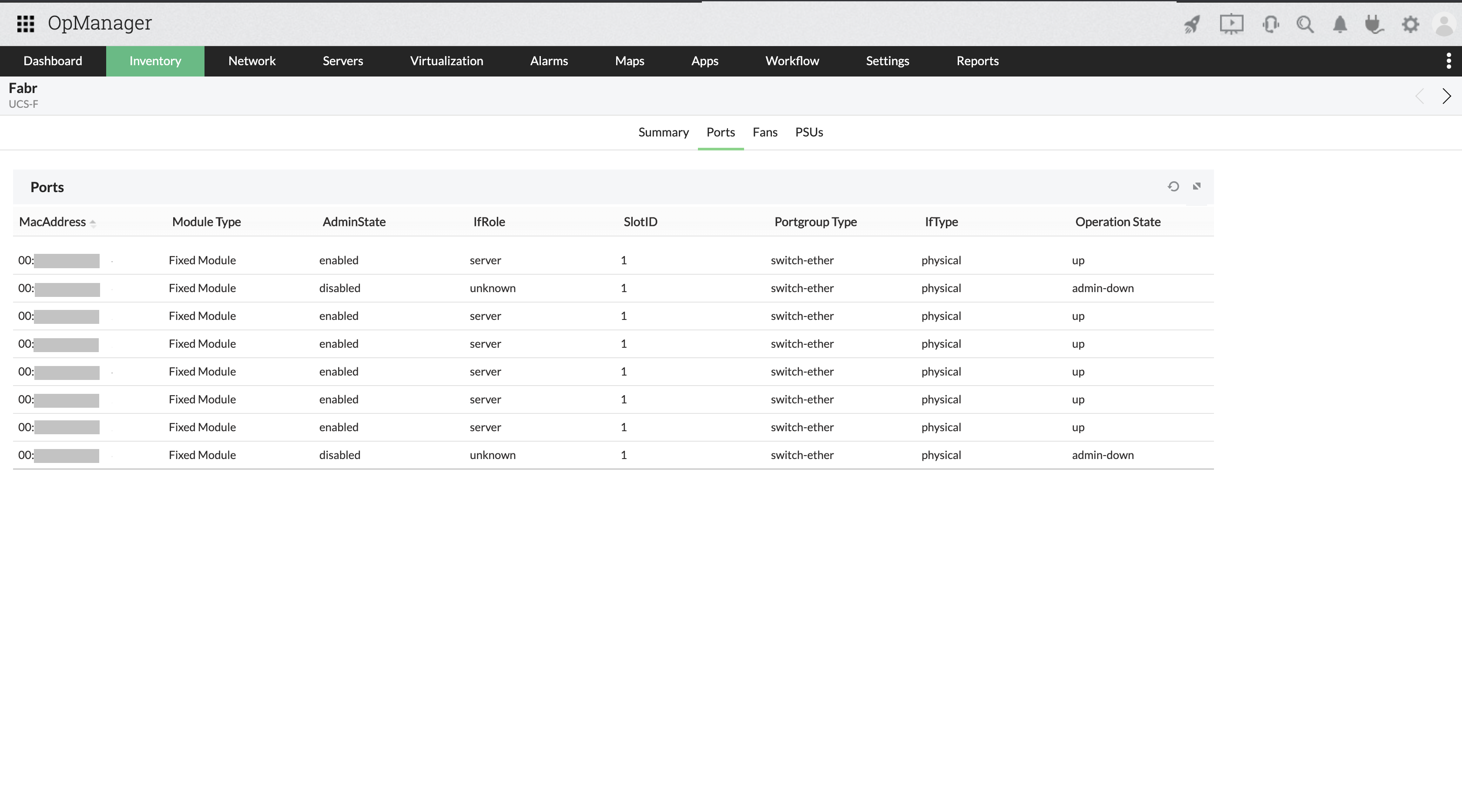 Fabric monitor - ManageEngine OpManager