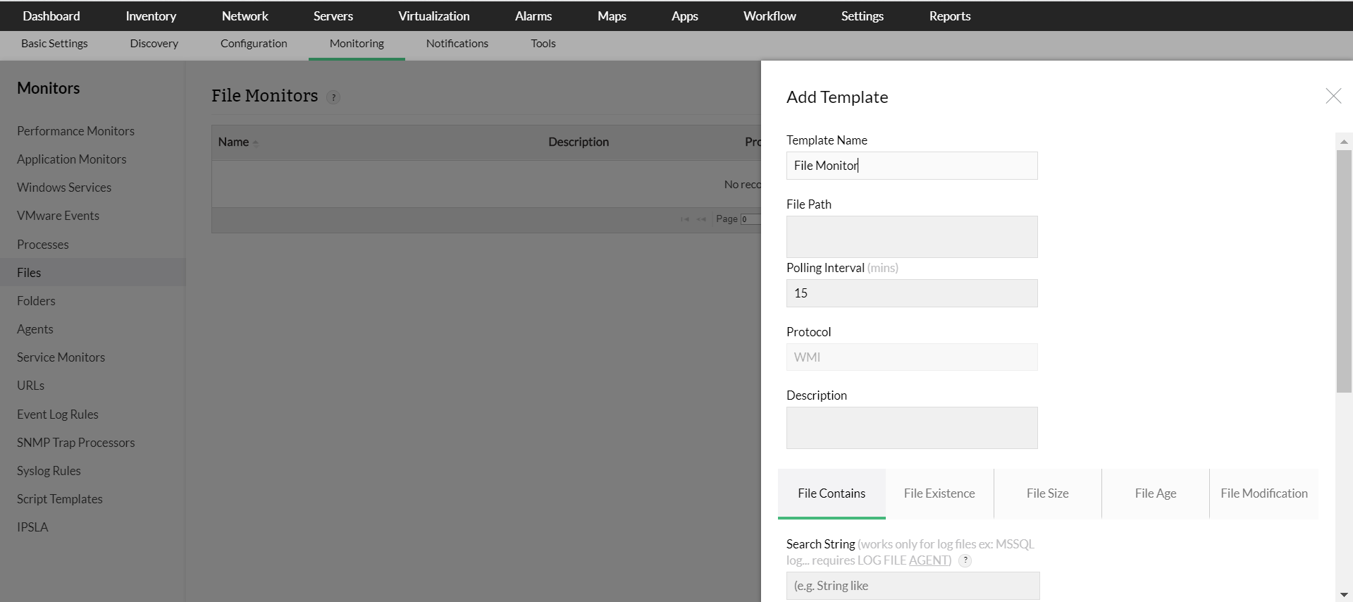 File monitoring- ManageEngine OpManager