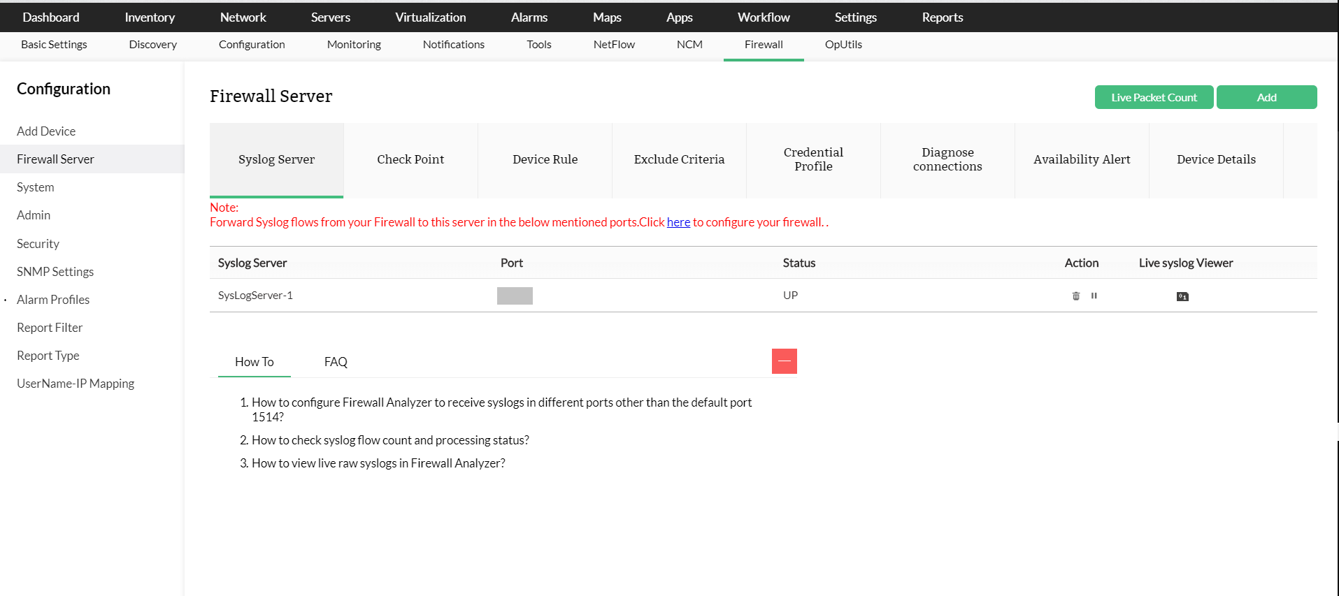 Firewall Log monitoring - ManageEngine OpManager