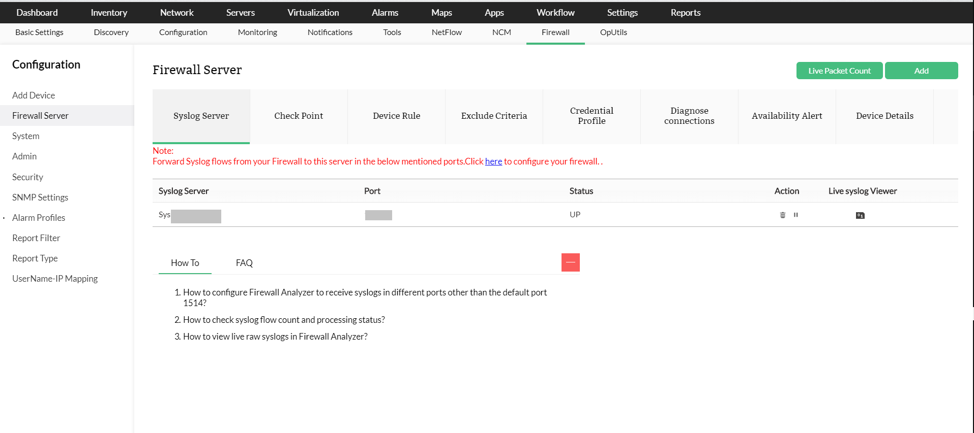 Firewall  management - ManageEngine OpManager