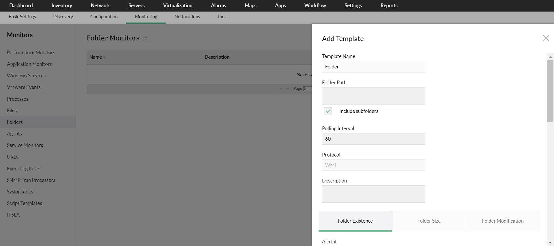 Folder monitoring- ManageEngine OpManager