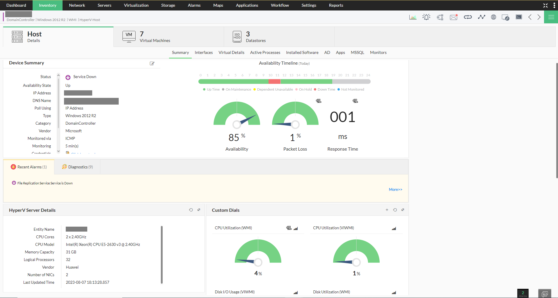 Hyper-V discovery  - ManageEngine OpManager