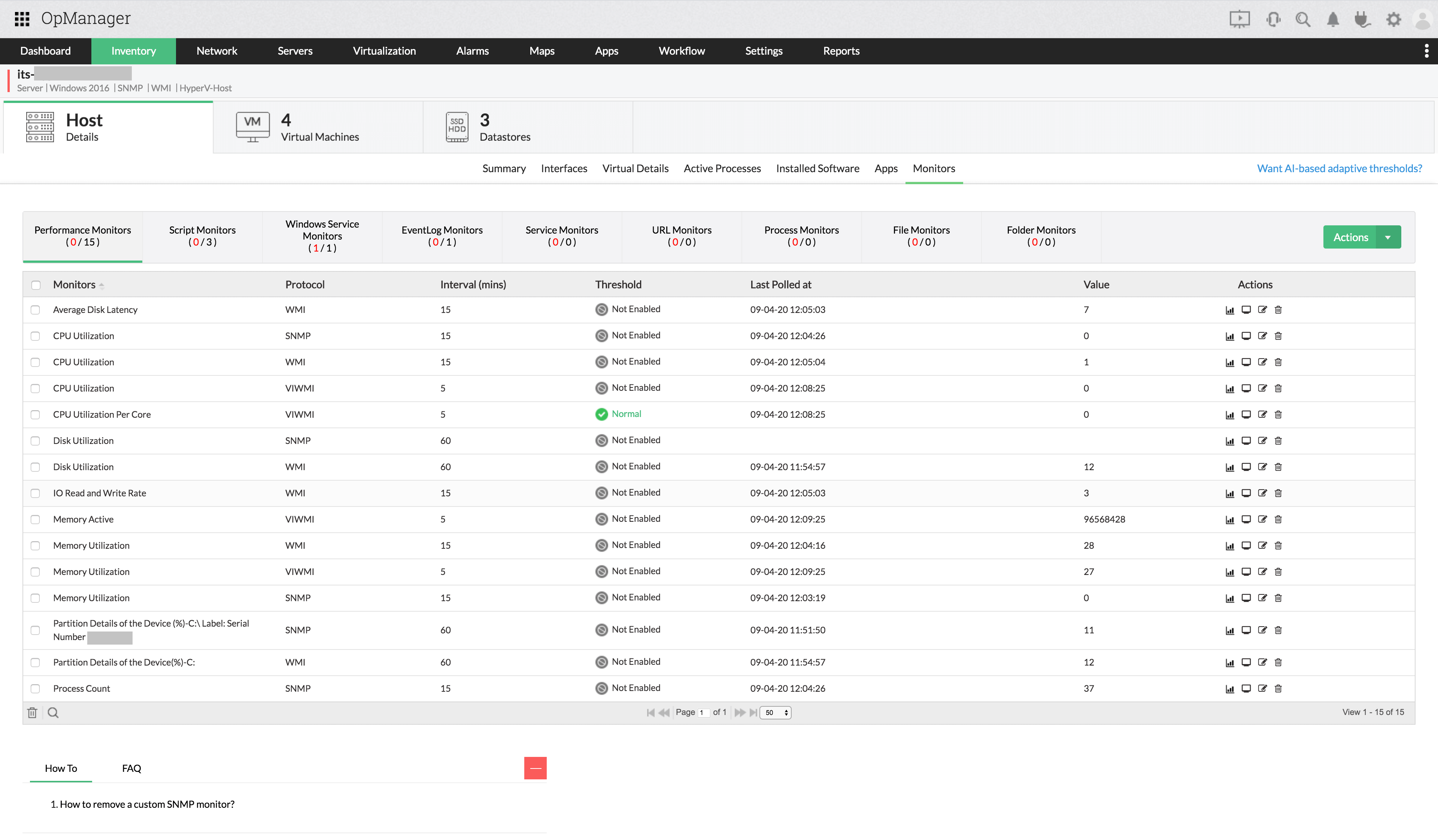 Hyper-V performance monitoring - ManageEngine OpManager