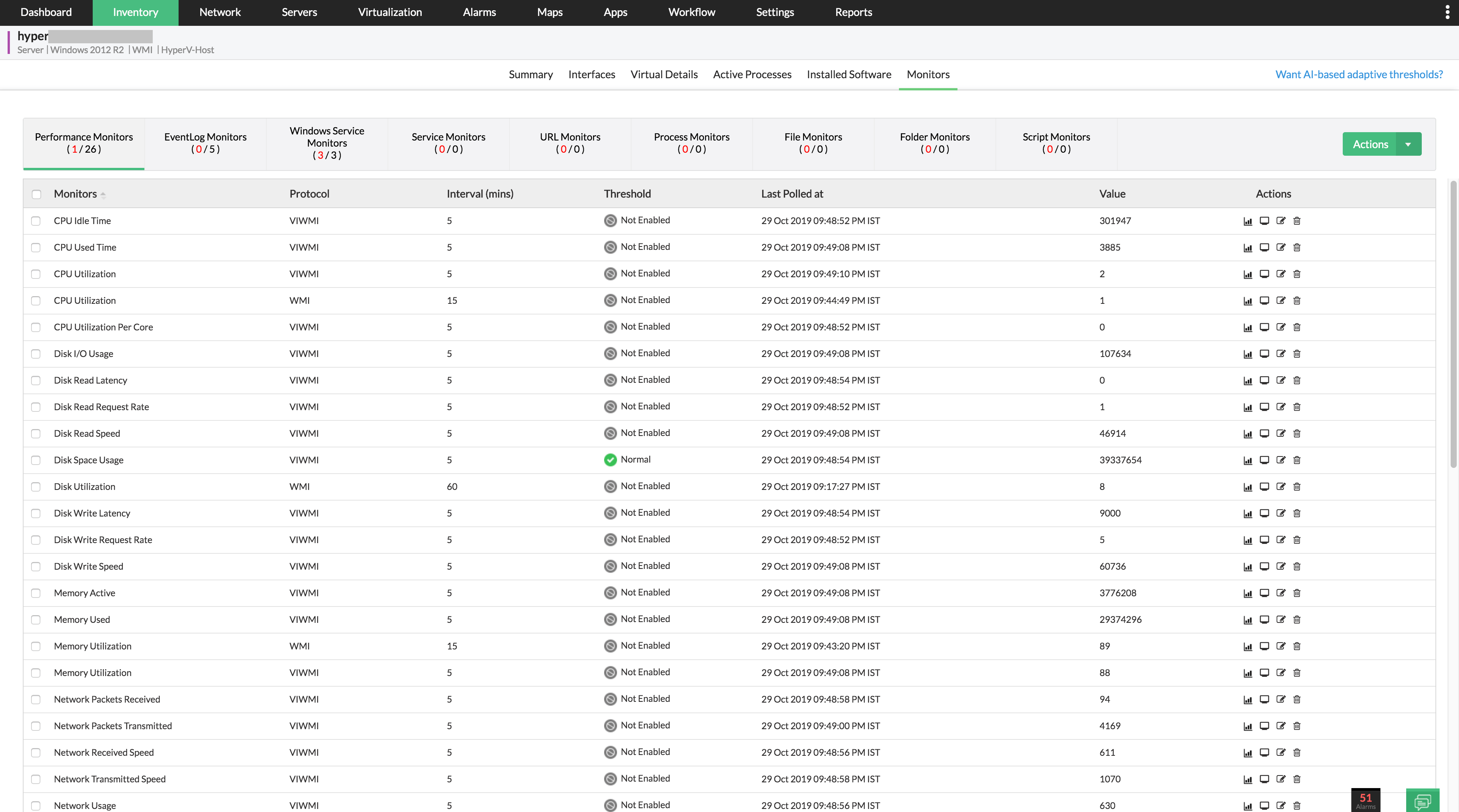 Hyper-V server monitoring  - ManageEngine OpManager