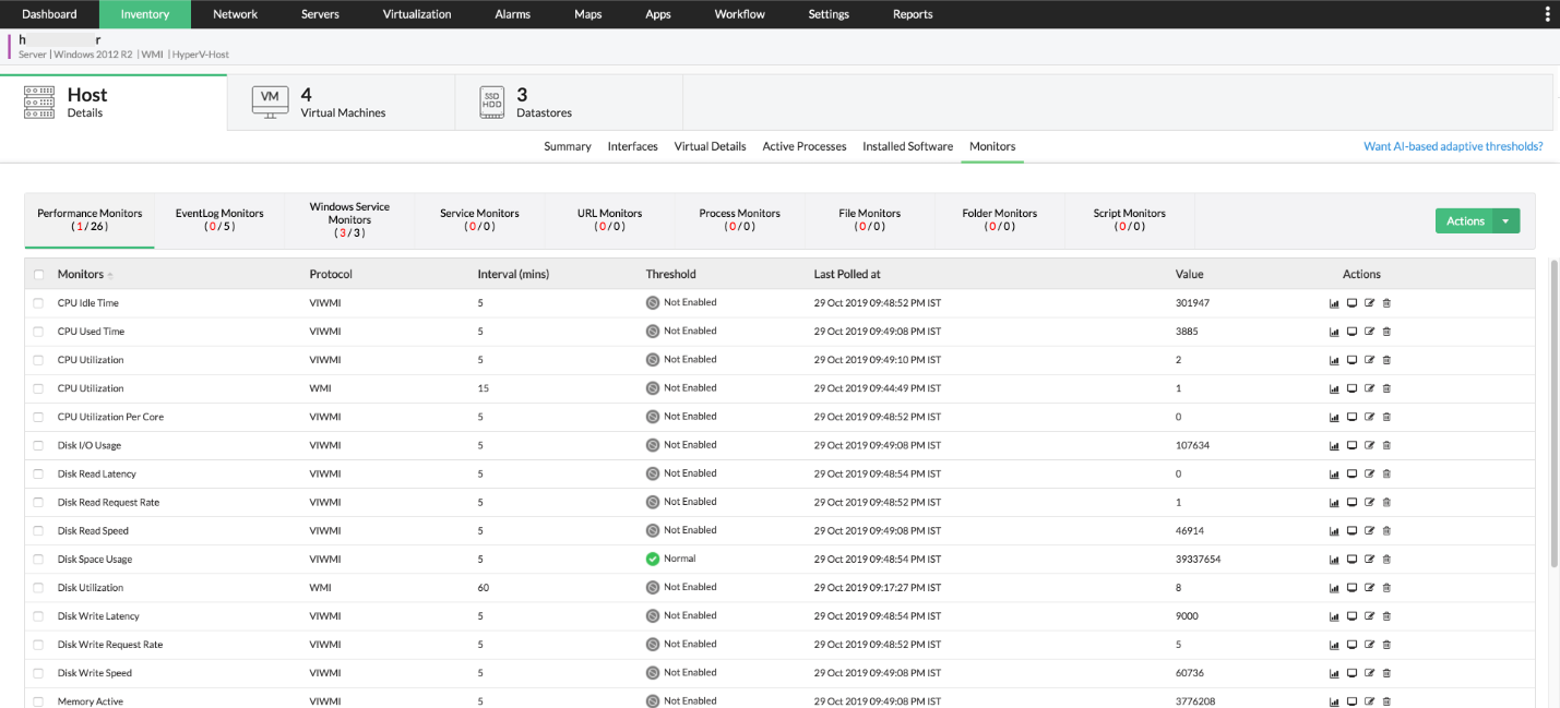 Hyper-V monitoring software - ManageEngine OpManager