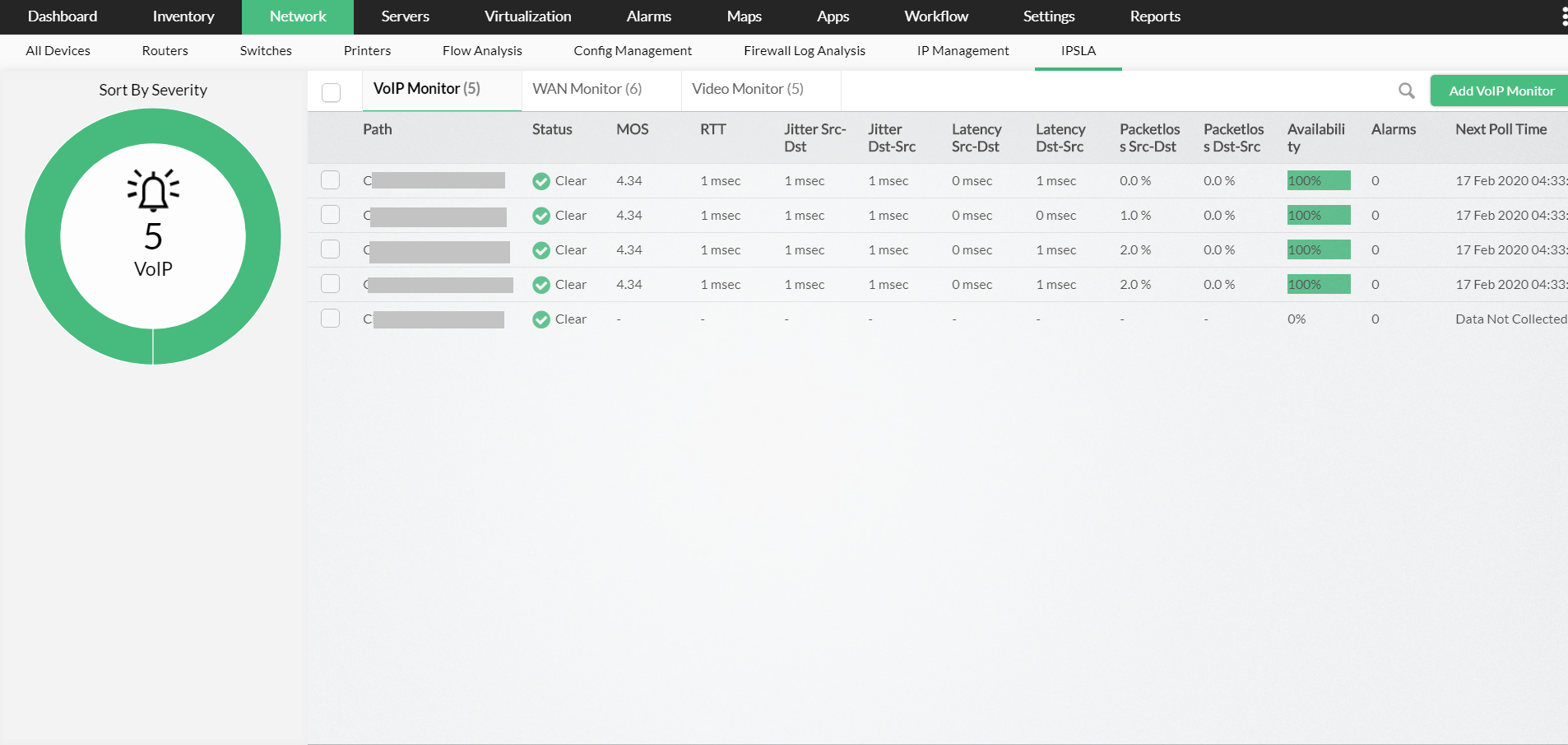 IP Service Level Agreement (SLA) - ManageEngine OpManager Monitor