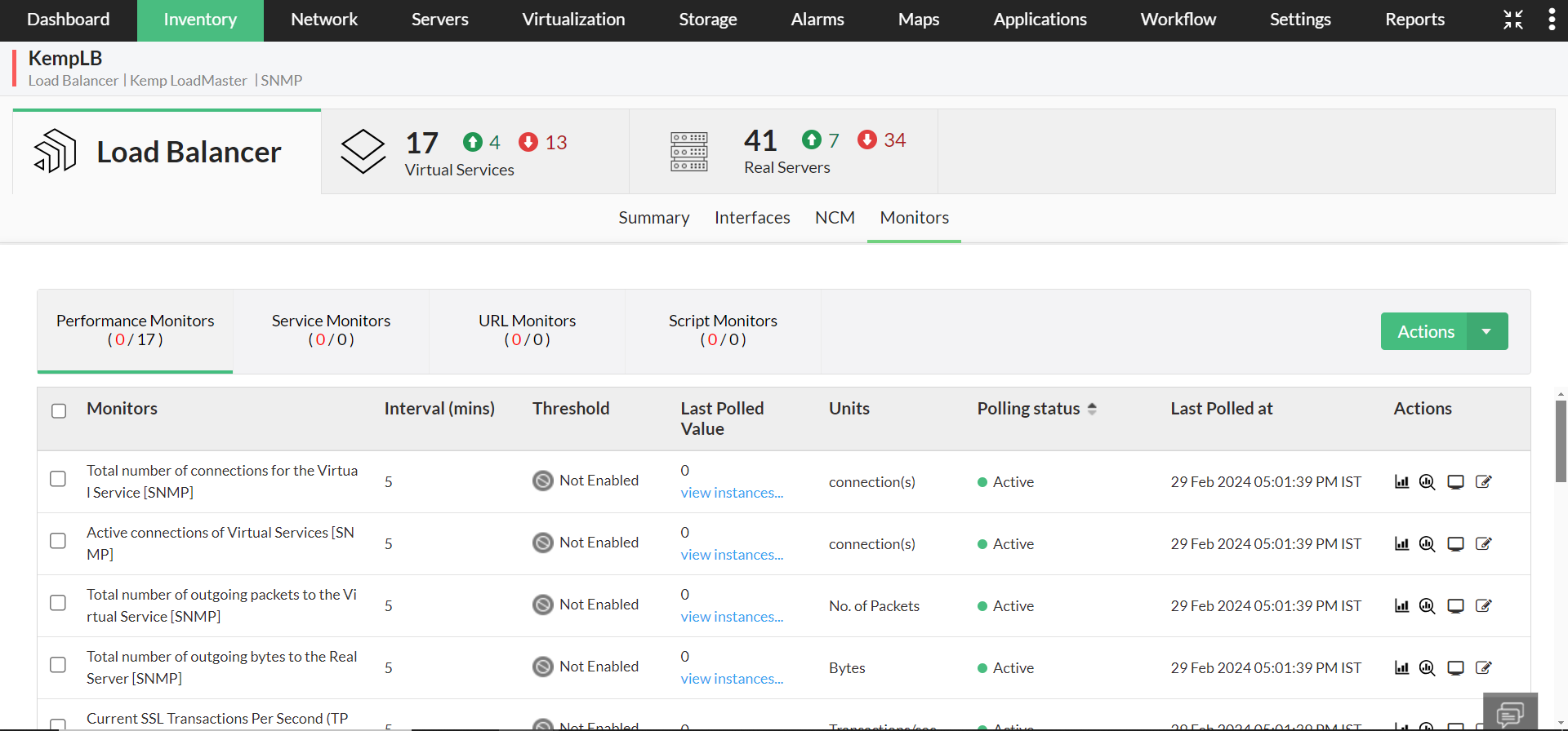 Load balancer monitoring