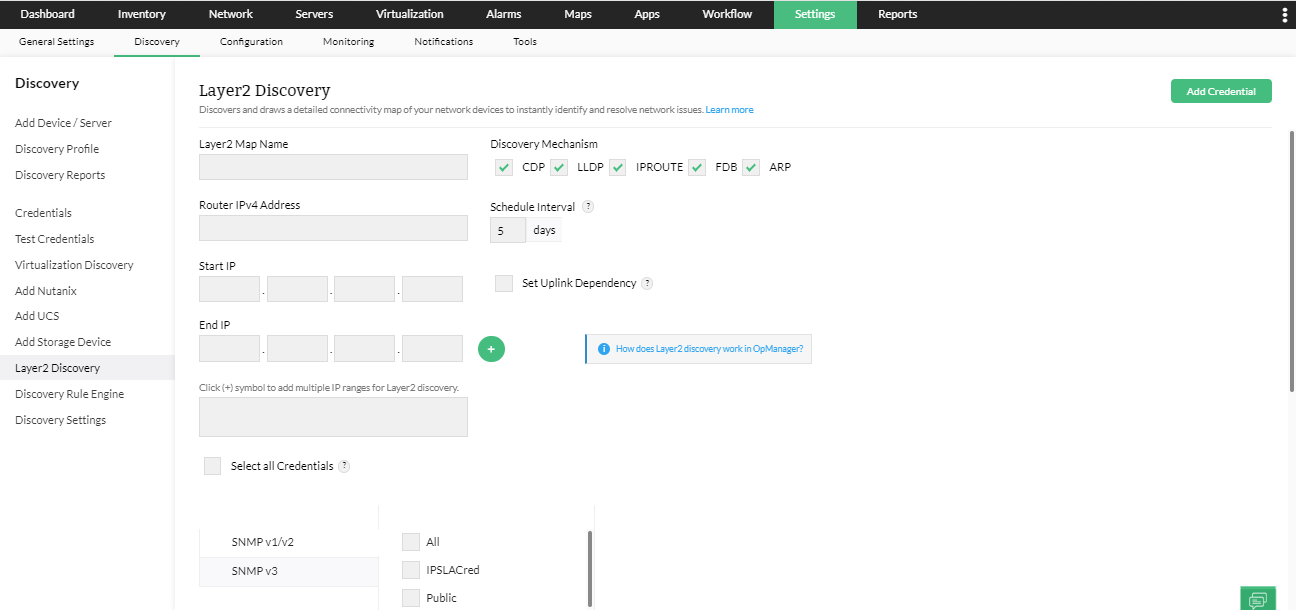 Layer-2 discovery- ManageEngine OpManager