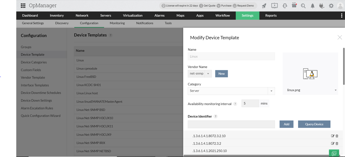 Linux Server Monitoring Dashboard - ManageEngine OpManager