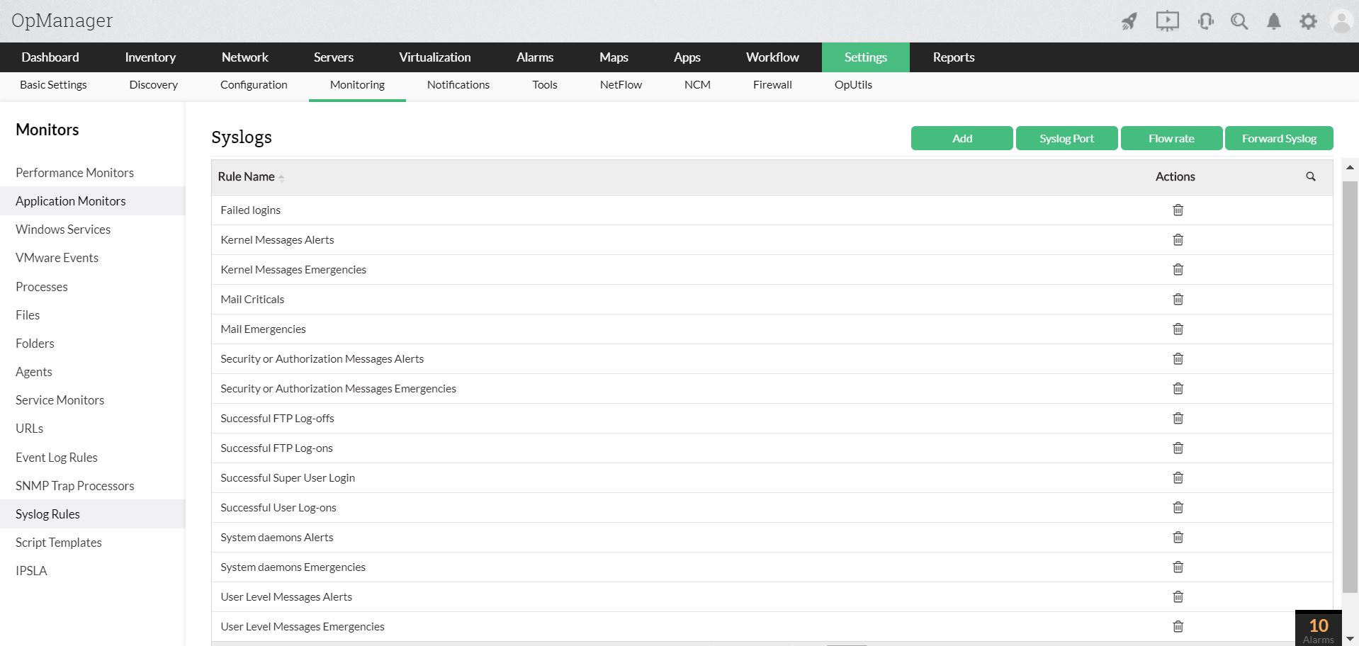 Monitor network activity with SNMP traps and syslogs