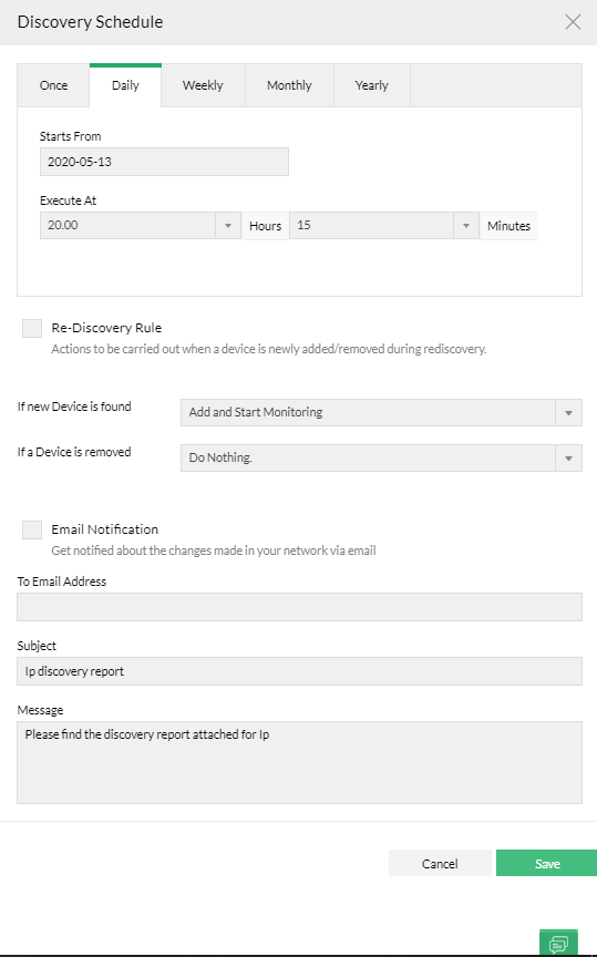 Network Device Discovery schedule - ManageEngine OpManager