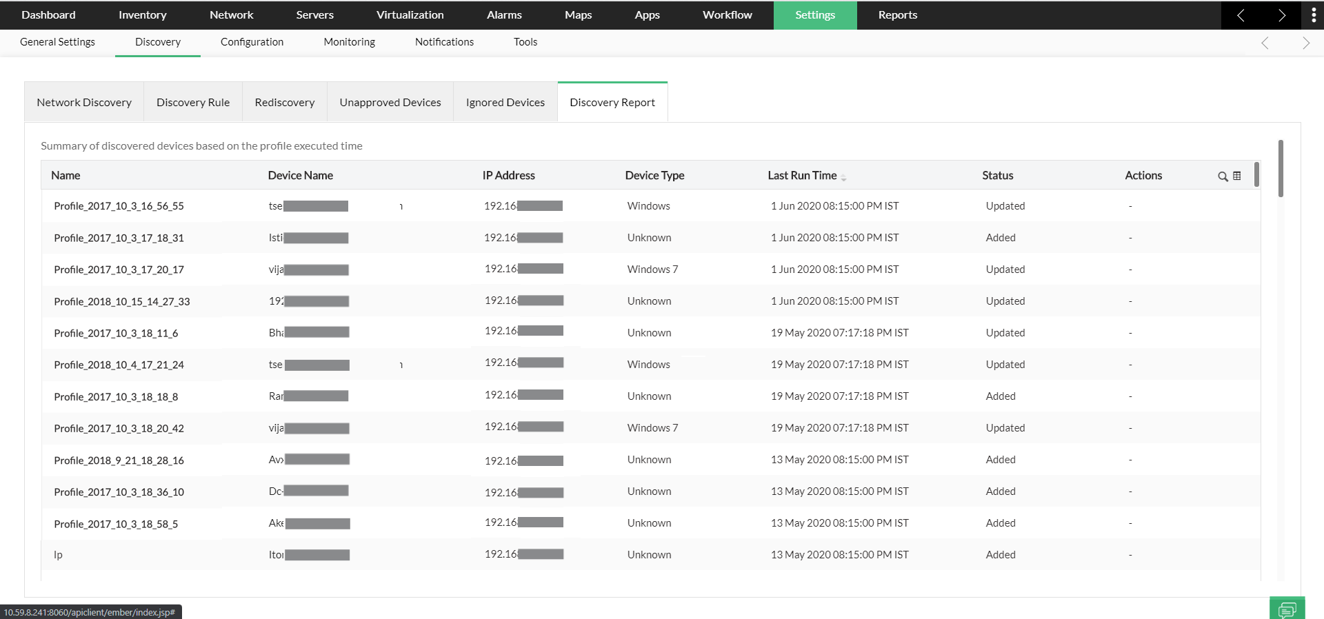 Network device discovery reports - ManageEngine OpManager