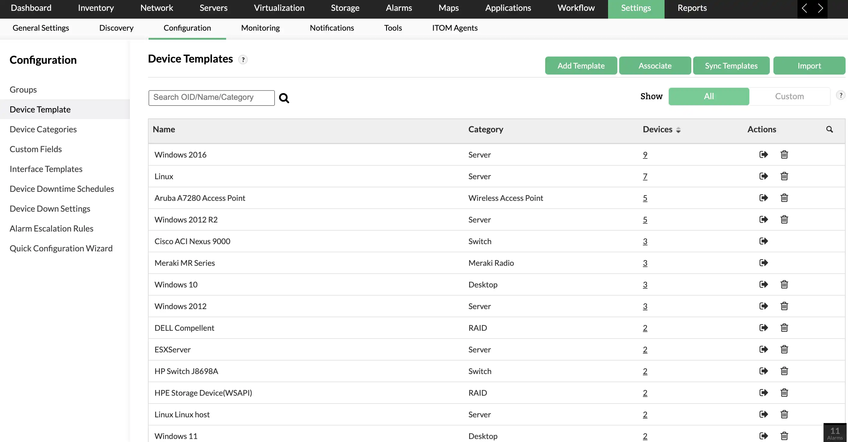 Device and interface templates: Out-of-the-box multi-vendor support