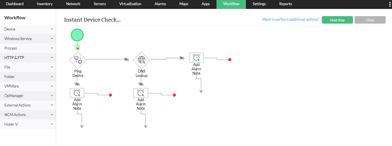 Workflows - ManageEngine OpManager