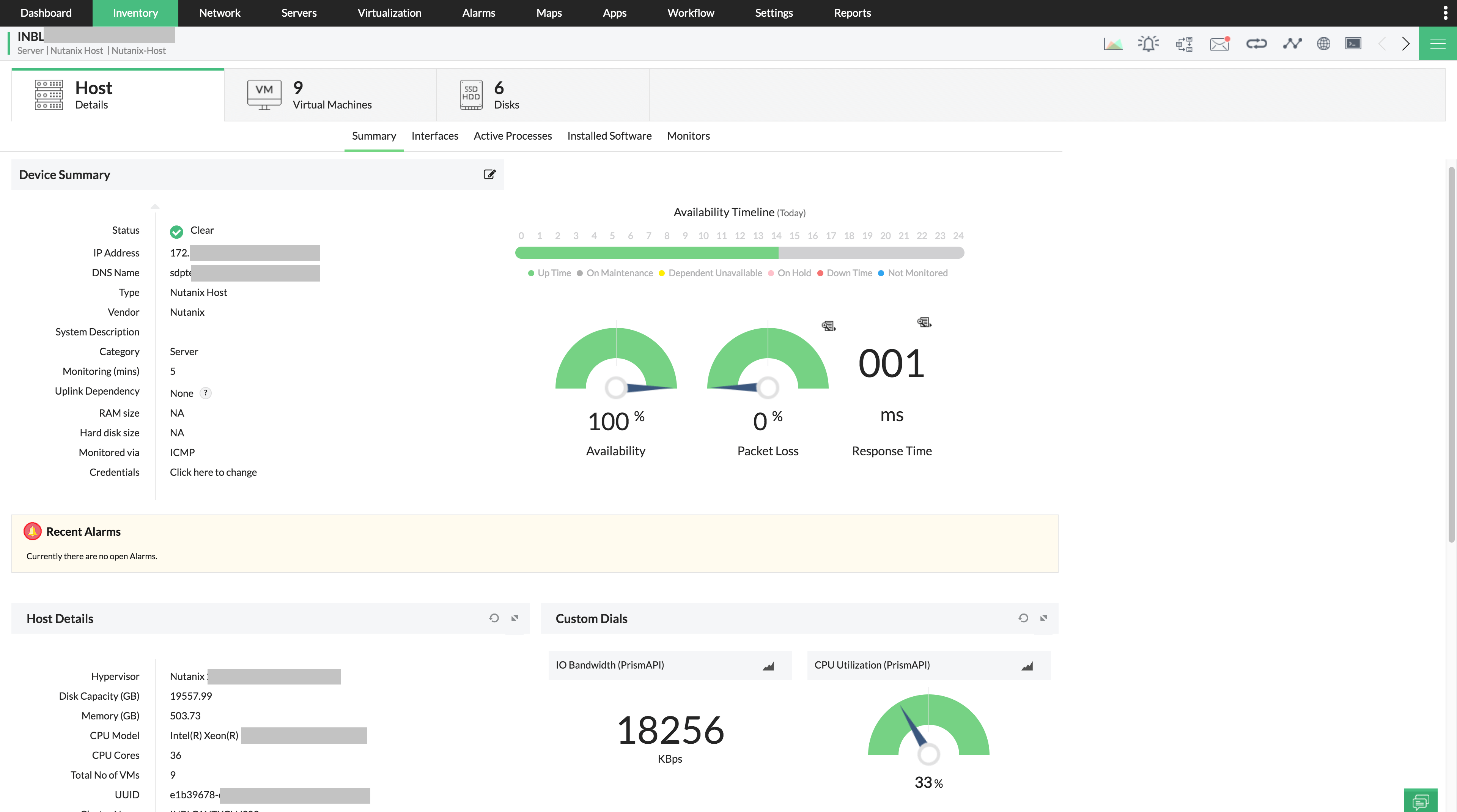 Nutanix host monitoring - ManageEngine OpManager